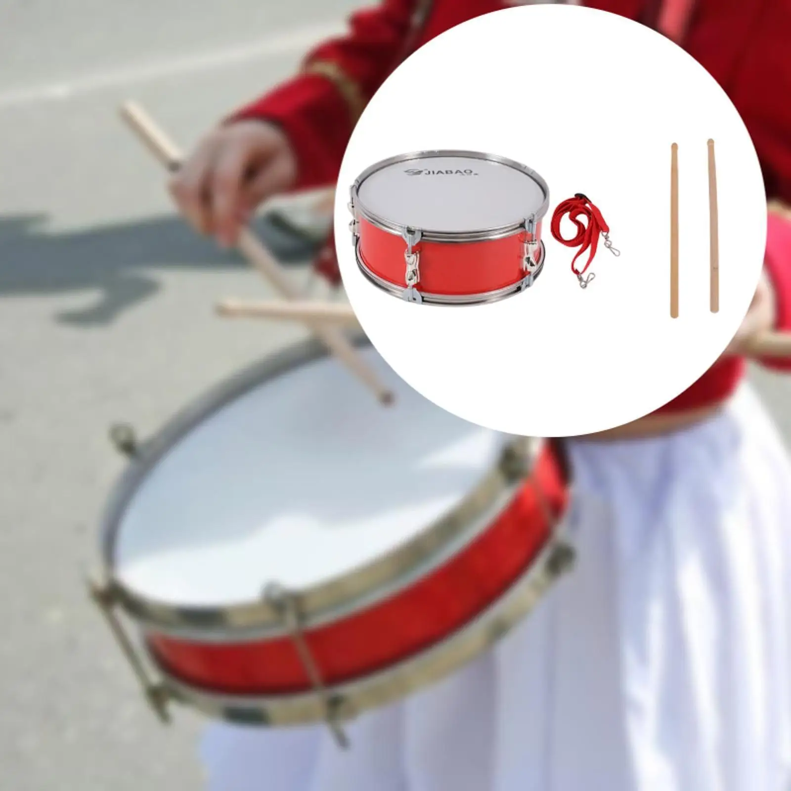 Portable Snare Drum 13 Inch Music Percussion Set with Drumsticks and Strap for Children Teens Adults