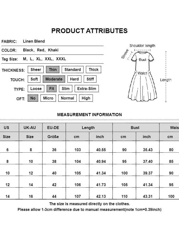 

plus Size 3XL Cotton Linen Tank Dr Women Summer 2024 Casual Mid-High Waist A-Line Skirt Tee-Vein Structure H-Sle Dr