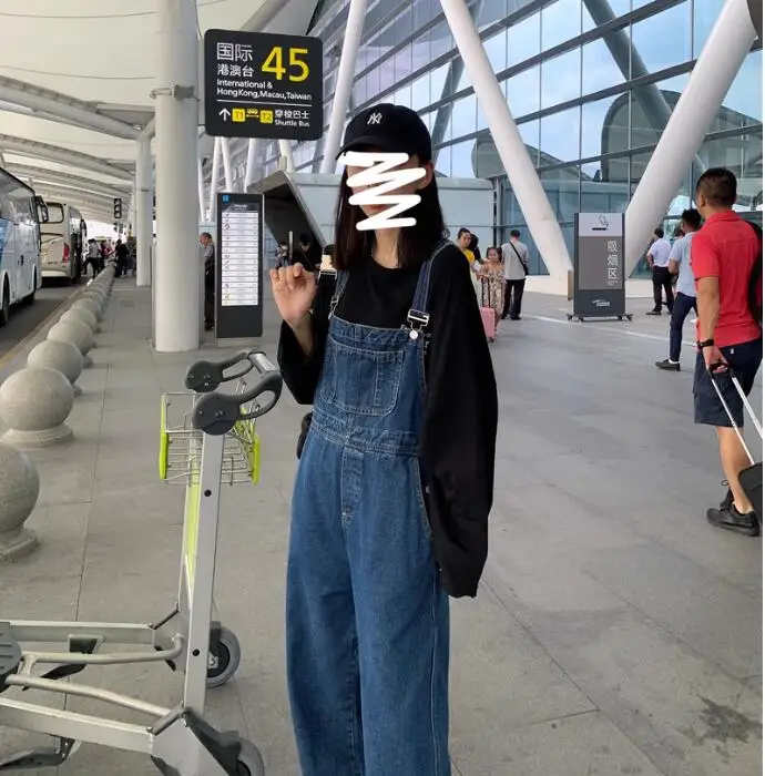 Jumpsuits Women Long Denim Strap Slim Summer All-match Vintage Womens Fashion Streetwear BF Ulzzang Leisure Simple Chic Students