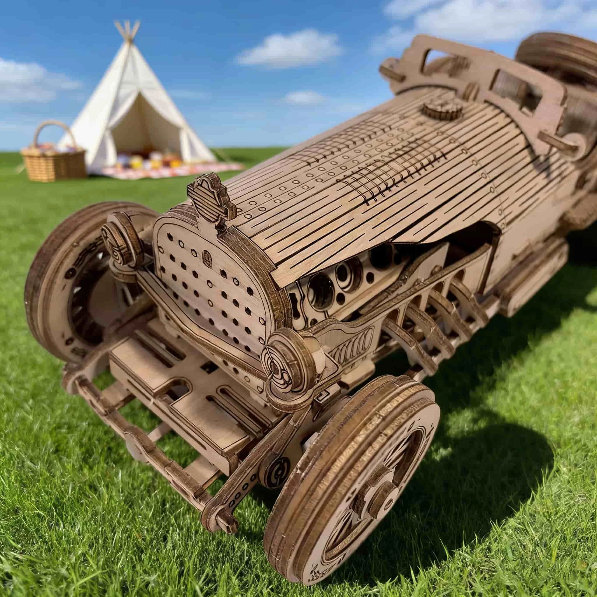 ชุดประกอบโมเดลรถสปอร์ตโบราณ 3 มิติ ทำจากไม้ DIY ของขวัญวันเกิดหรือวันหยุด ของเล่นเสริมพัฒนาการ ออกแบบอย่างประณีต