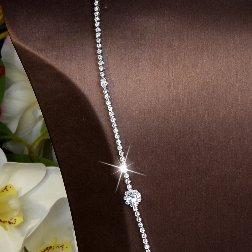 HIBRIDE 2 Pieces Vintage Grid Fringe Shape Exquisite Zircon Super Flash Necklace Earrings Women's Jewelry Travel Wedding S-853