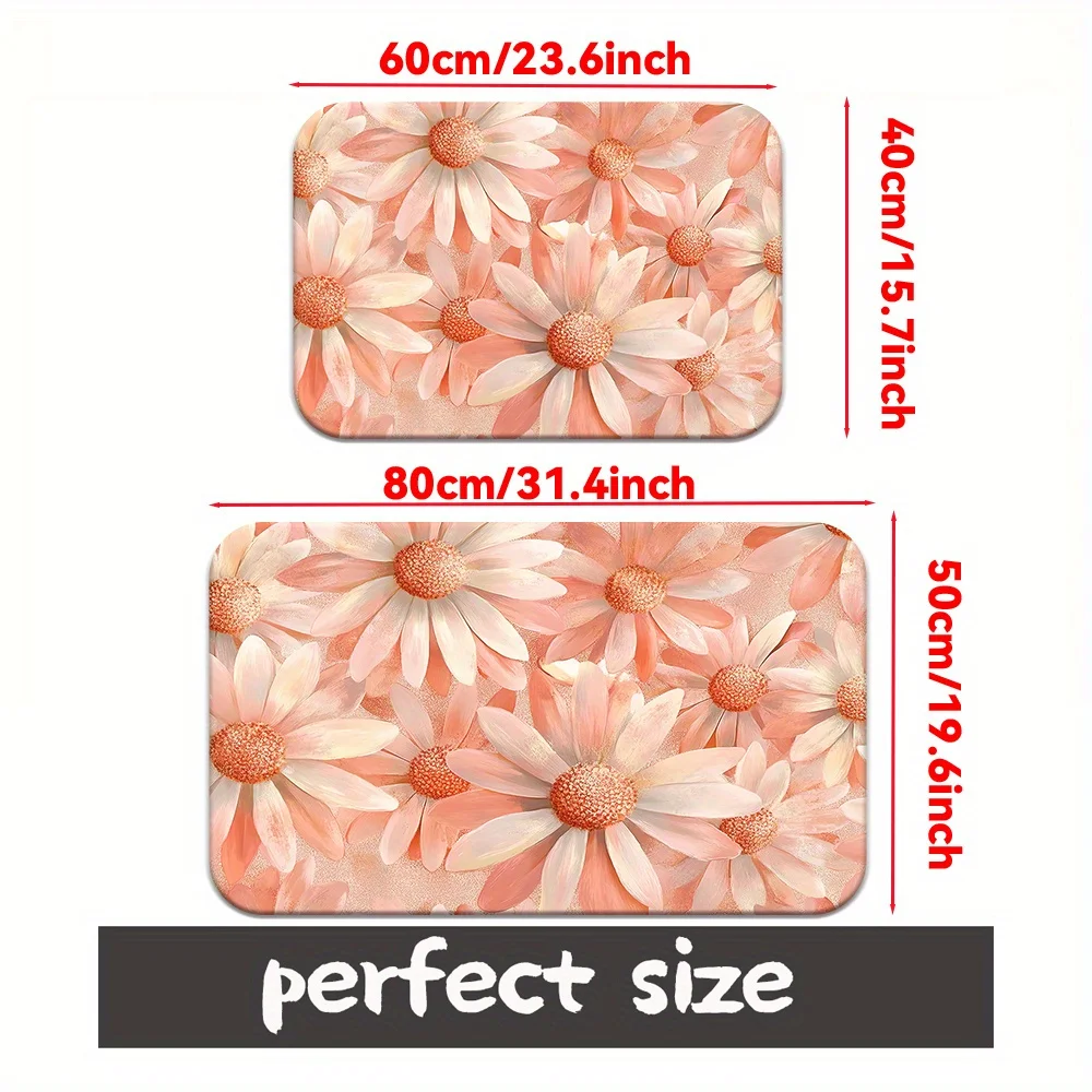 Alfombra de puerta con estampado Floral HD, alfombra antideslizante de microfibra de poliéster, absorbente, lavable a máquina, para dormitorio, sala de estar, entrada, 1 ud.