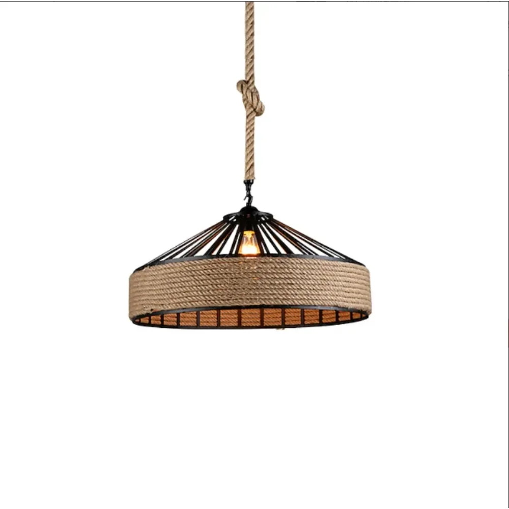30/40cm Nordic Vintage Chandelier Industrial Twine Attic Country Kitchen Bar Dining Room Decor Hollow Out Overhead Lighting