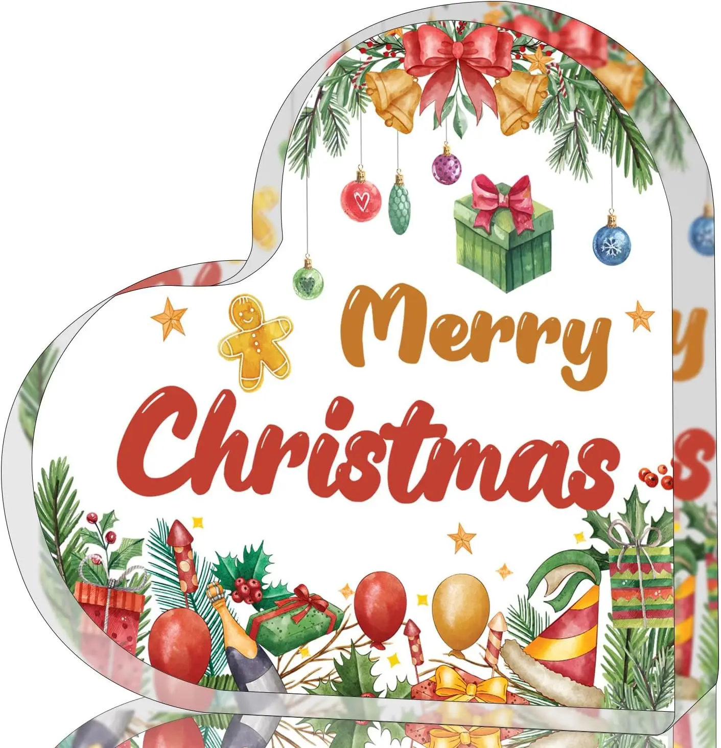 Christmas Heart Tabletop Decor Heart-Shaped Acrylic Sign Holiday Decor for Office Desk Mantle Shelf Tiered Tray Christmas Gift0