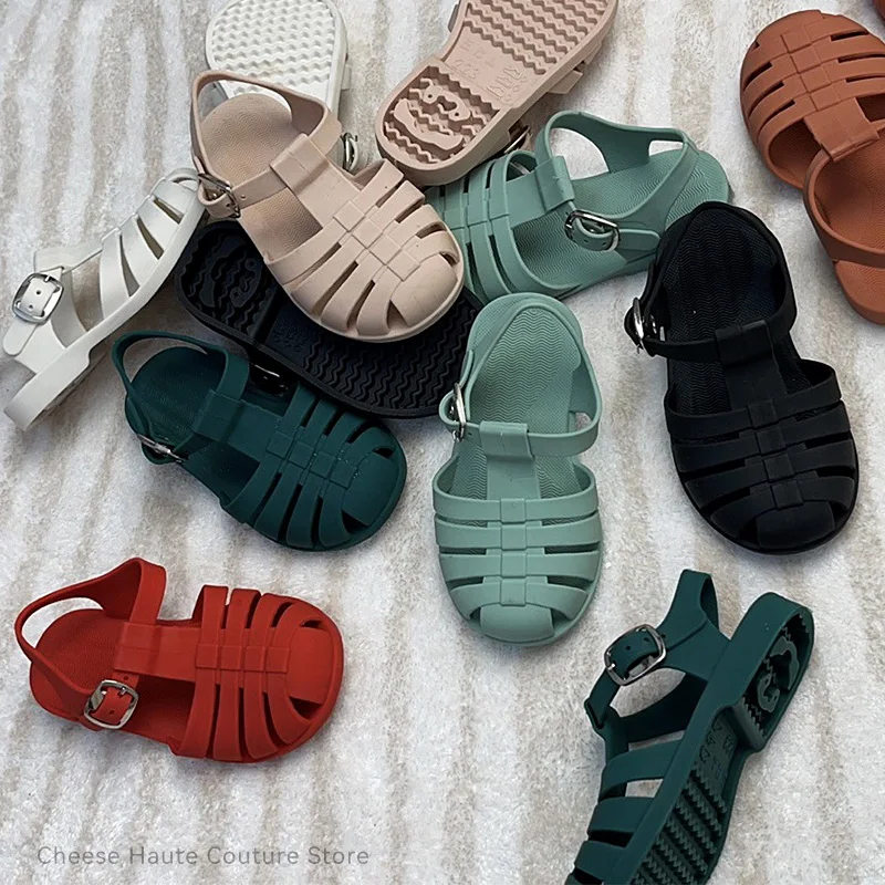 Baby Girls Summer Sandals 2022 Toddler Soft Non-slip Princess Solid Kids Candy Jelly Children New Casual Roman Sandals Shoes