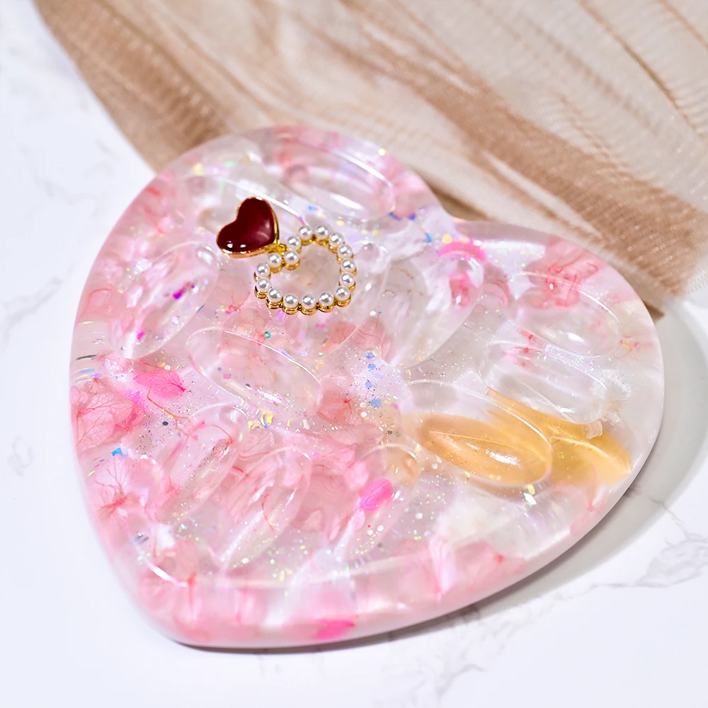 S0150 Love Heart Round Ring Stand Silicone Resin Mold DIY Crystal Jewelry Ring Display Holder Plaster Moldes De Silicona view 5