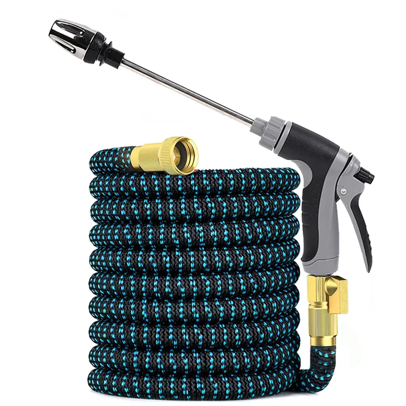 Tuyau d'arrosage extensible haute pression avec double connecteur métallique, tuyau flexible magique pour l'irrigation, le lavage de voiture et l'utilisation agricole