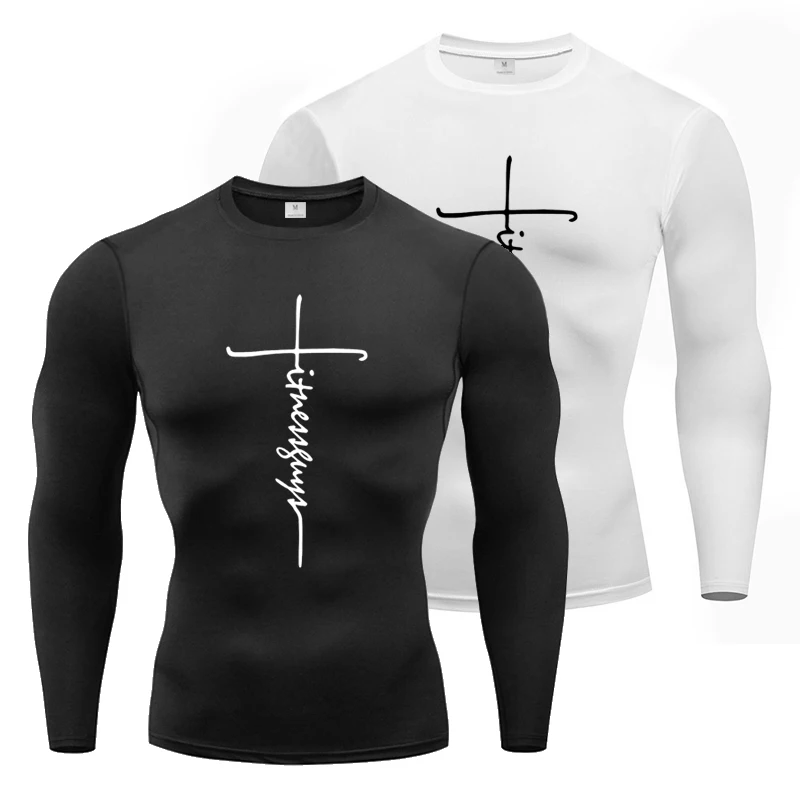 

Компрессионные рубашки для мужчин, футболки для бега с длинными рукавами, спортивная нижняя рубашка с базовым слоем, футболка для тренировок в тренажерном зале, фитнеса