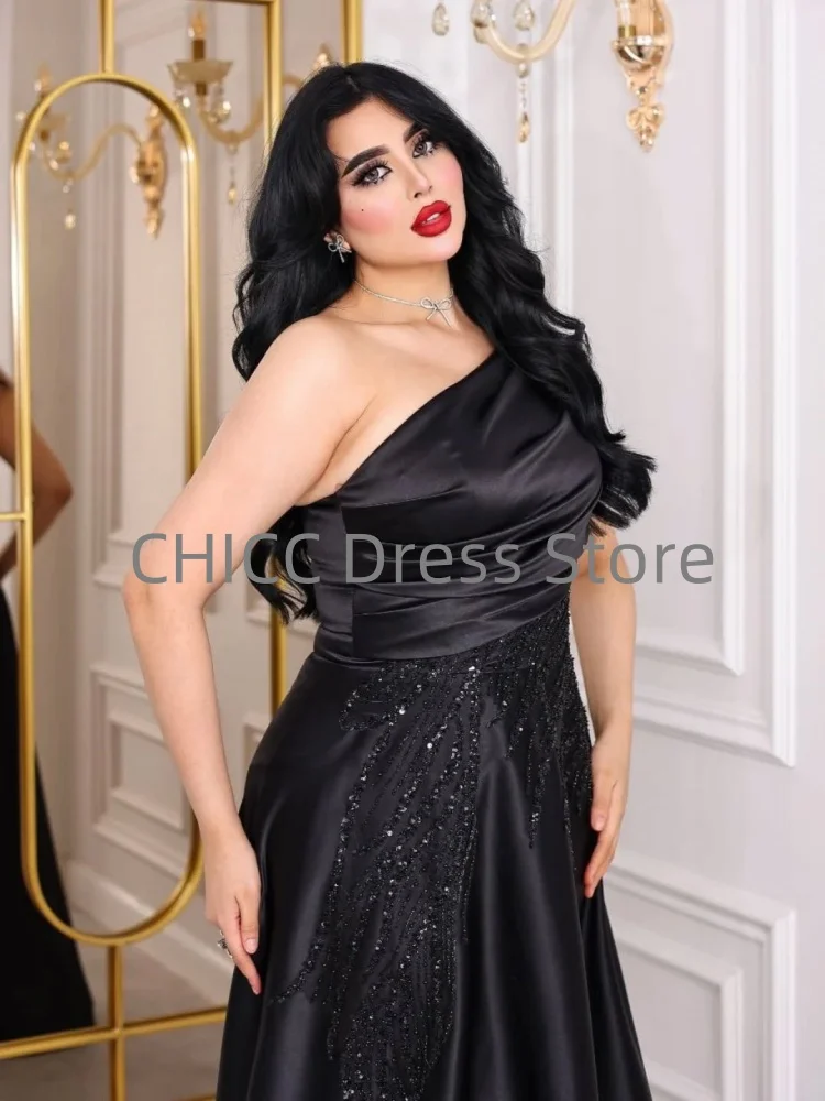 Exquisitos vestidos de noche con un solo hombro, sin mangas, con pliegues de cuentas, vestido para ocasiones especiales, personalizado وعف