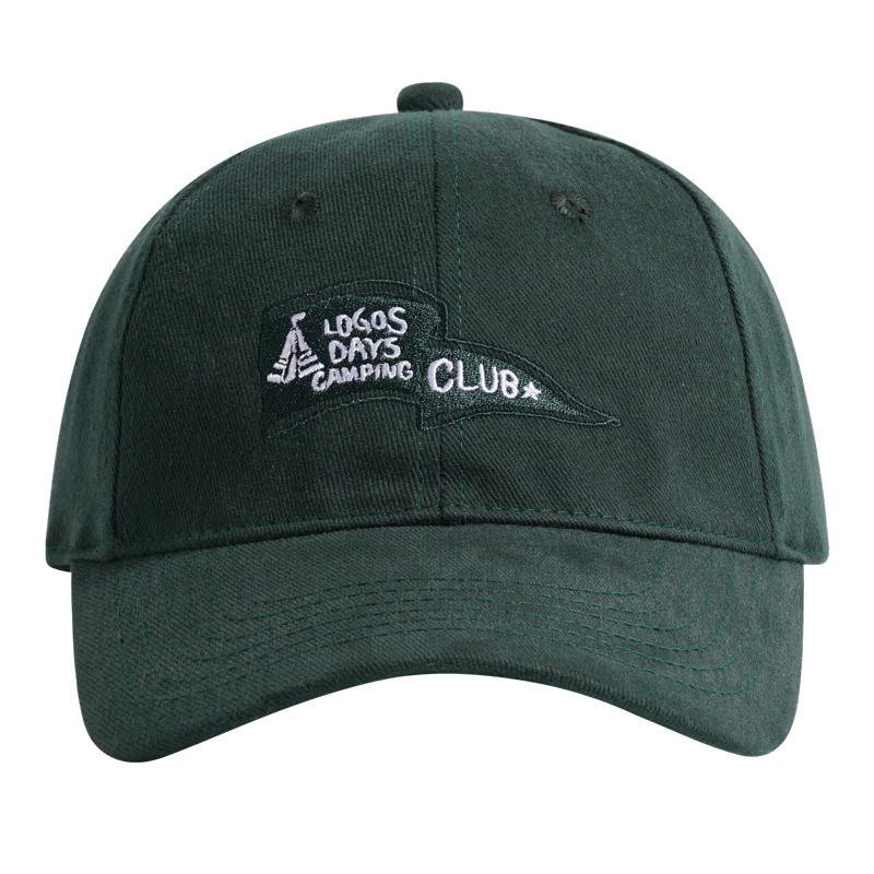 Style Soft Top Retro Workwear Casual Embroidered Peaked Cap Women\'s Autumn and Winter American Brushed Green Baseball Cap Men