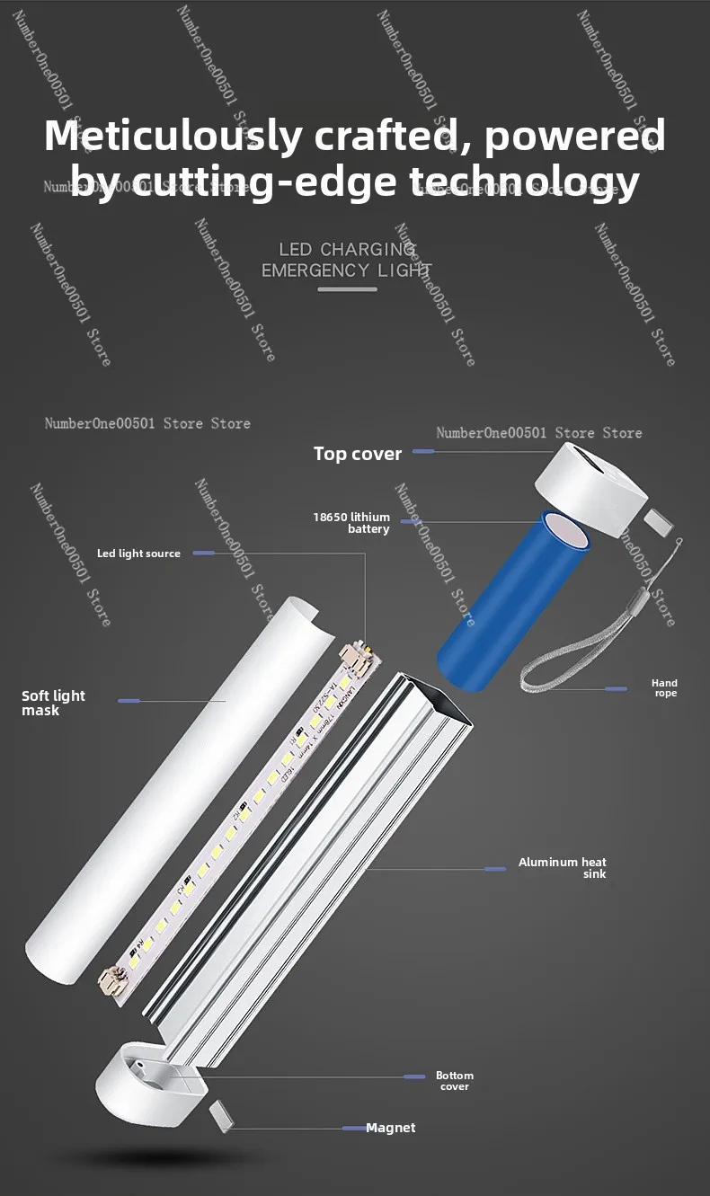 

Long magnet adsorption night market stall stall charging household super bright cool lamp desk lamp emergency light