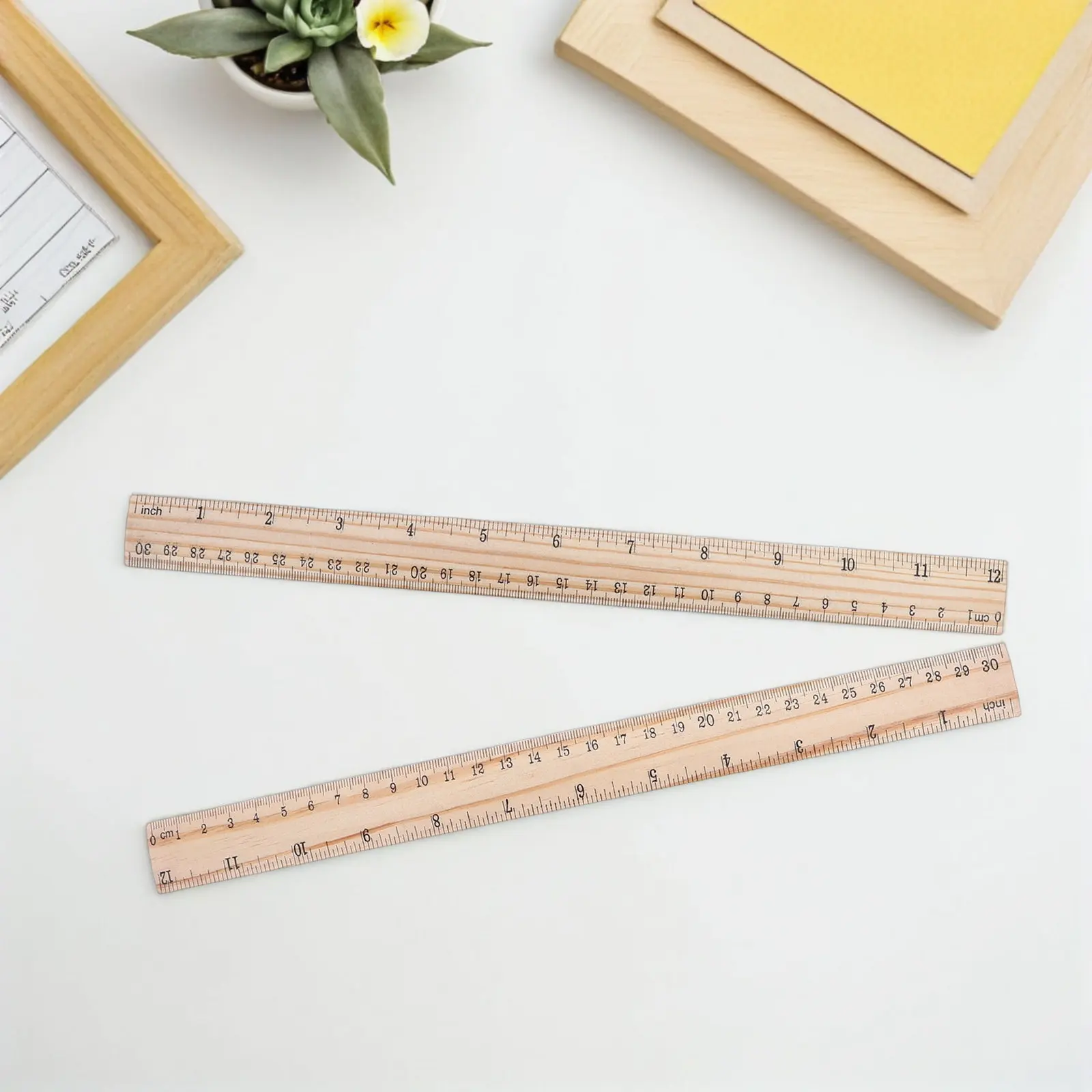 10Pcs Wooden Ruler Dual Scale 30Cm 12 Inch Precision Measuring Tool Student School Supplies Drafting Engineering Drawing Tool view 2