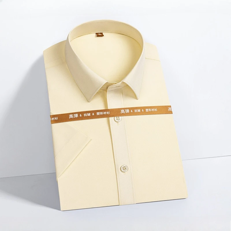 

Мужская эластичная рубашка премиум-класса, высококачественная шелковистая деловая профессиональная официальная рубашка с короткими рукавами для социального и повседневного ношения