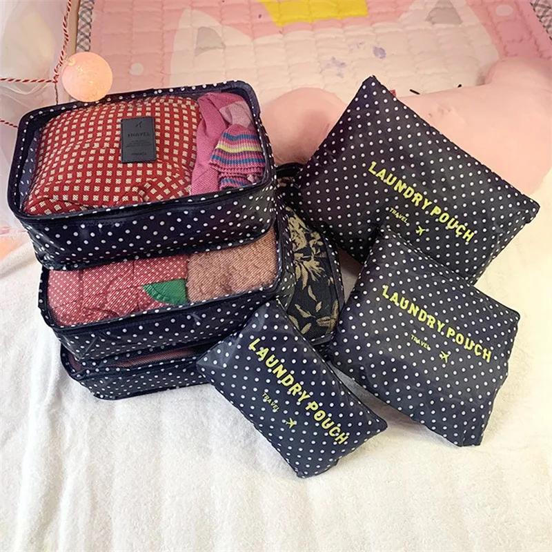 6 PCS Travel Storage Bag Set for Clothes Tidy Organizer Wardrobe Suitcase Pouch Travel Organizer Bag Case Shoes Packing Cube Bag