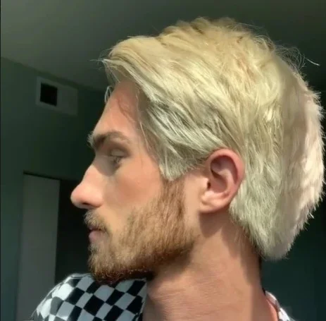 

Новый мужской парик с золотыми прямыми волосами, искусственный термопродаж, не основный слэ, высокотемпературный шелк, дышащий, l выглядящий