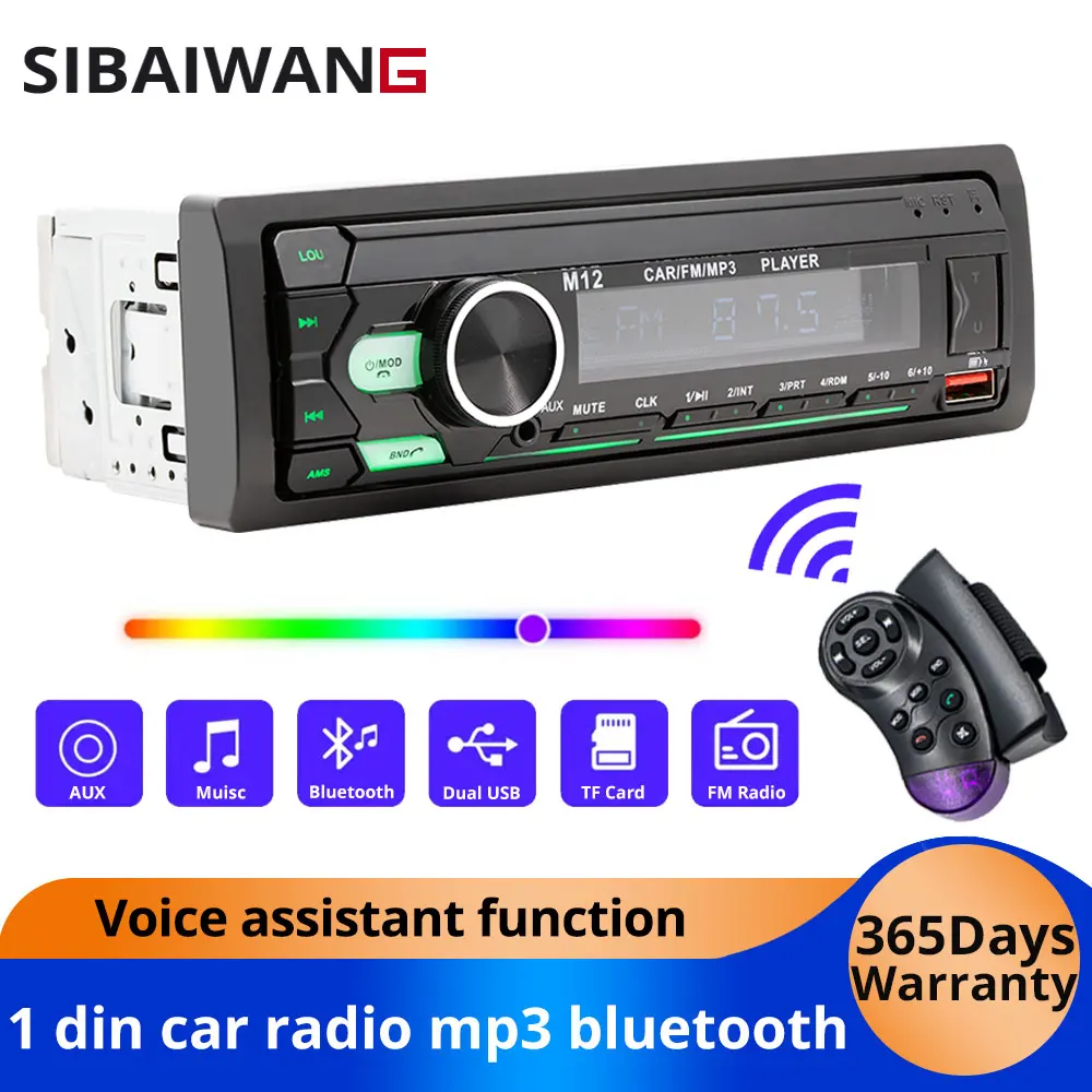 

1 din car radio mp3 bluetooth player Car Stereo FM Radio Stereo Audio Music USB/TF with In Dash AUX Input APP Remote Control 12V