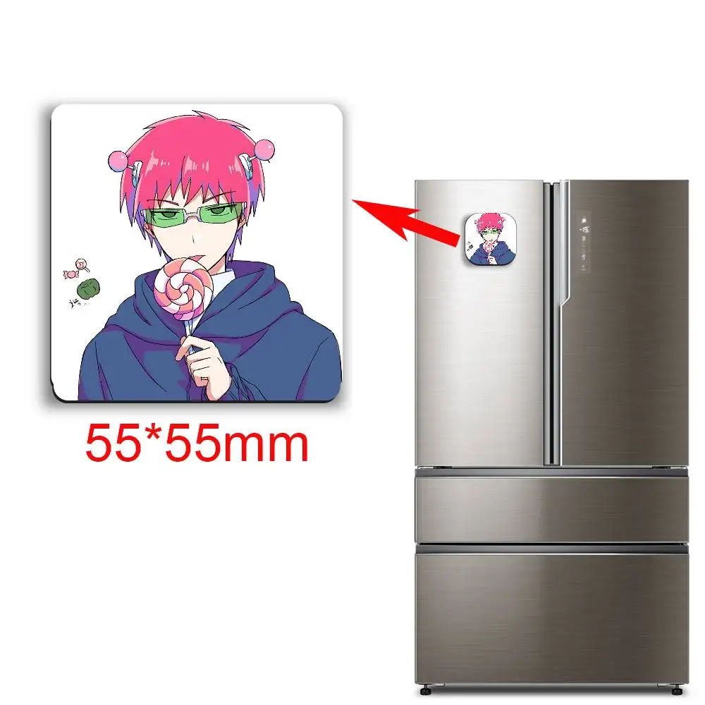 Teruhashi Most mainstream Kusuo Saiki Black Square Plastic Fridge Magnet, for Magnetic Sticker No Trace Left, Durable