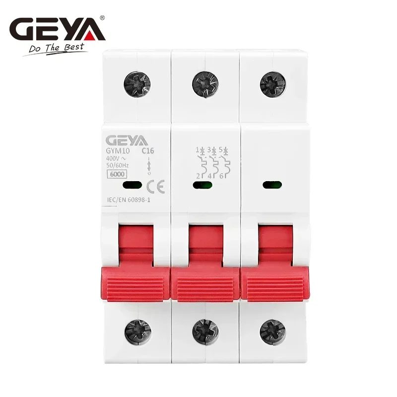 GEYA GYM10 Safety MCB 3Pole 6A 10A 16A 20A 25A 32A 40A 50A 63A 220V/400V Mini Circuit Breaker C Type 6KA CE CB Approved