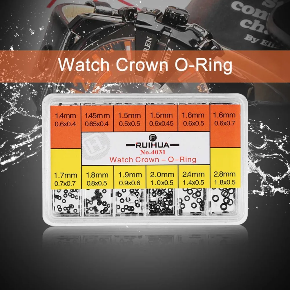 Diverse Rubber Material Watch Crown O Ring 1.4-2.8mm 12 Sizes Waterproof Seals Roundness Design Rubber Washer Replacement Parts