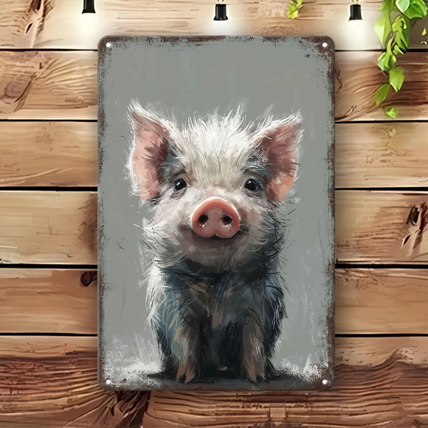 Happy Pig Humor Tin Sign - Vintage Metal Wall Decor for Home, Bar, Cafe, Garage,More Perfect Gift Animal Lovers,