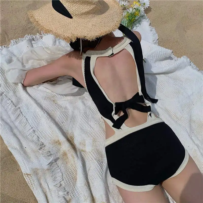 

New Women's One-Piece Swimsuit Summer e Bal Sexy Bareba Slimming Cute Student Hot Spring Swimming Costume