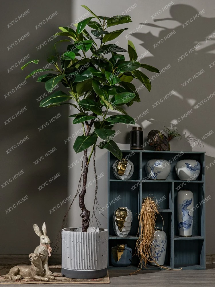 Nordic Fake Trees Simulation Rubber Banyan Greenery Indoor Living Room Clothing Shop Decoration Floor Bonsai