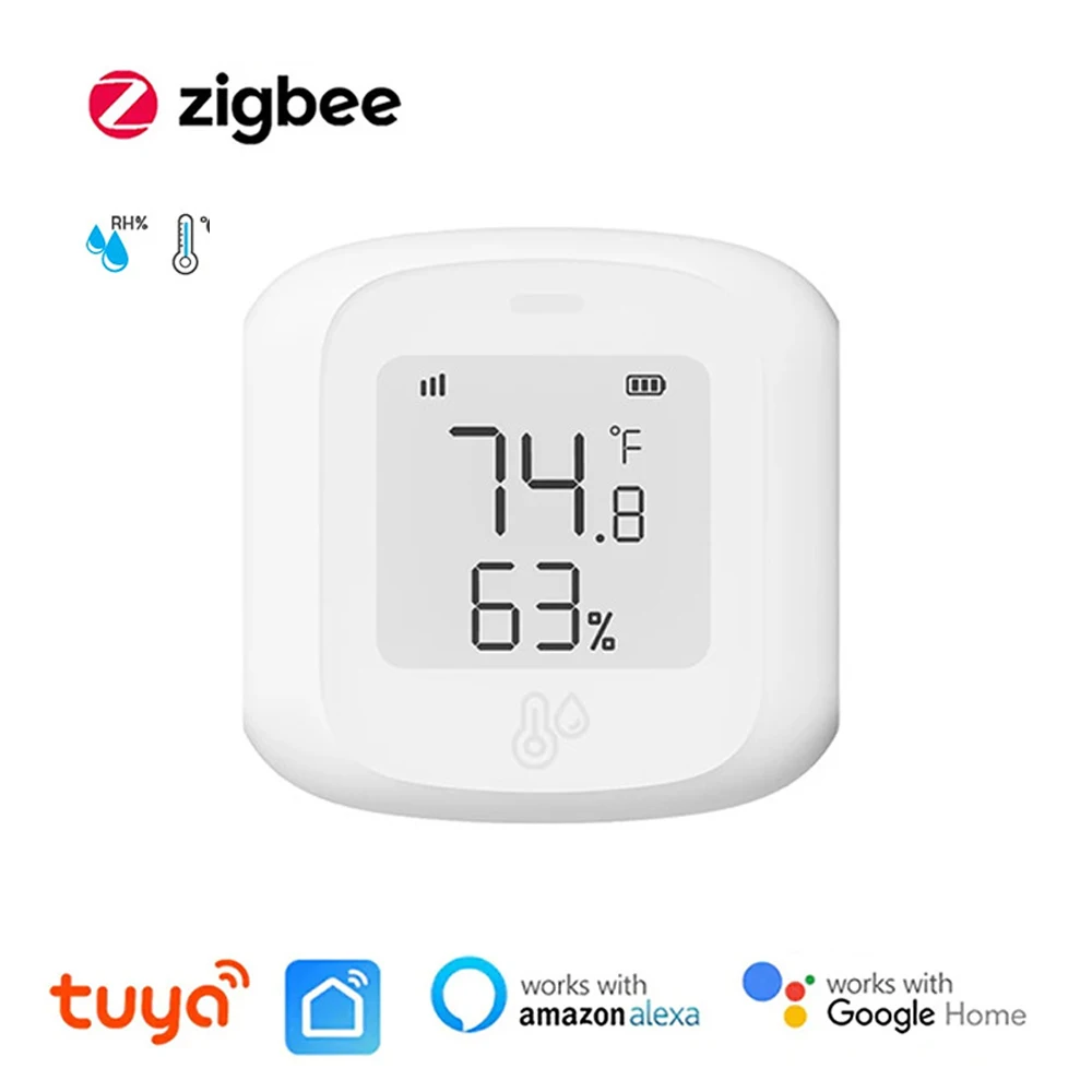 

Tuya Zigbee Temperature and Humidity Sensor Indoor Hygrometer Thermometer with LCD Display Support Alexa Google Smart Home Meter