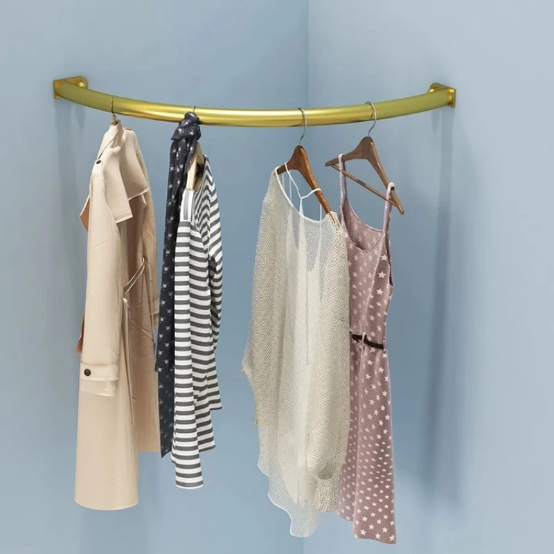 

Floor to ceiling bedroom, home wall corner, clothes rack, easy to hang clothes, light luxury