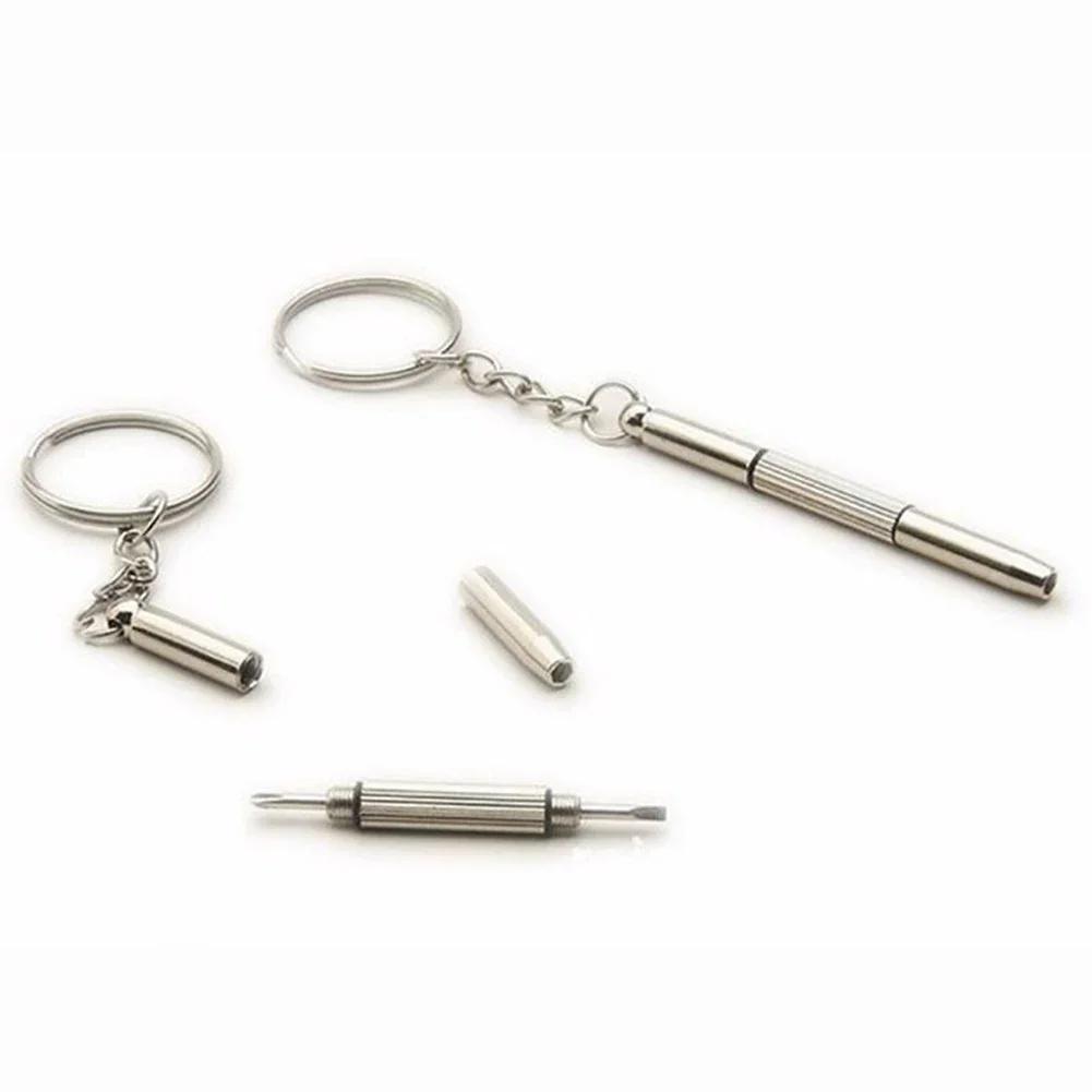 1pc Mini Eyeglass Screwdriver 3-In-1 Flat Head/cross/star Screwdriver For Glasses Phone Watch Screw Repair-Tool Keyring Keychain