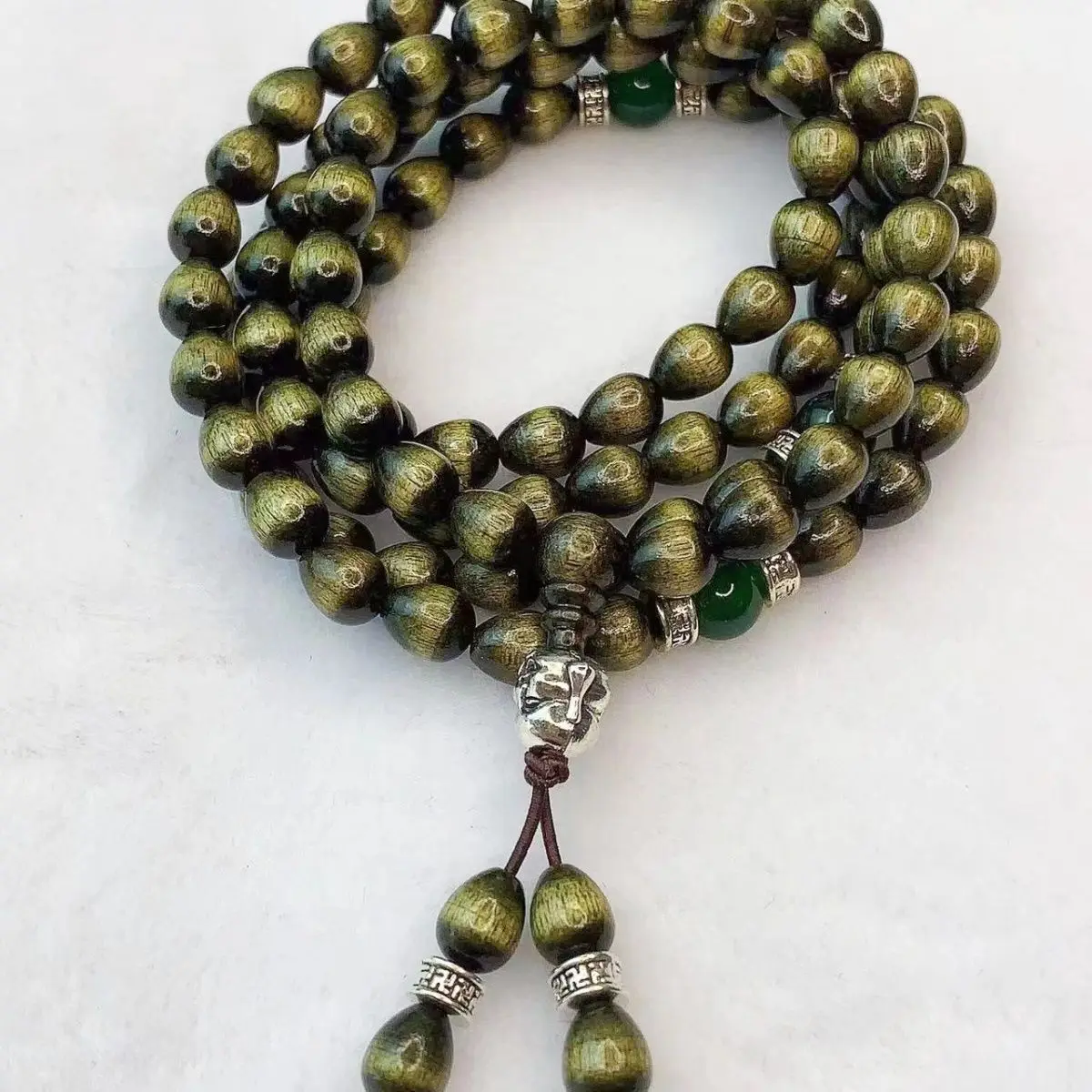 

Gold-Rimmed Nanmu Water Drop Beads Buddha Beaded Chanting Bracelet Green Material 0.8 108Pcs Men And Women Couples Hand String