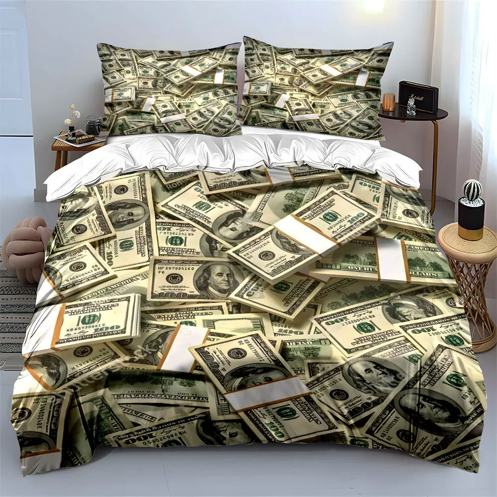 

Stacks of US Dollar Bills Print Soft Comfortable Duvet Cover Bedding Set Included 1*Duvet Cover 2*Pillowcases Luxury Gift