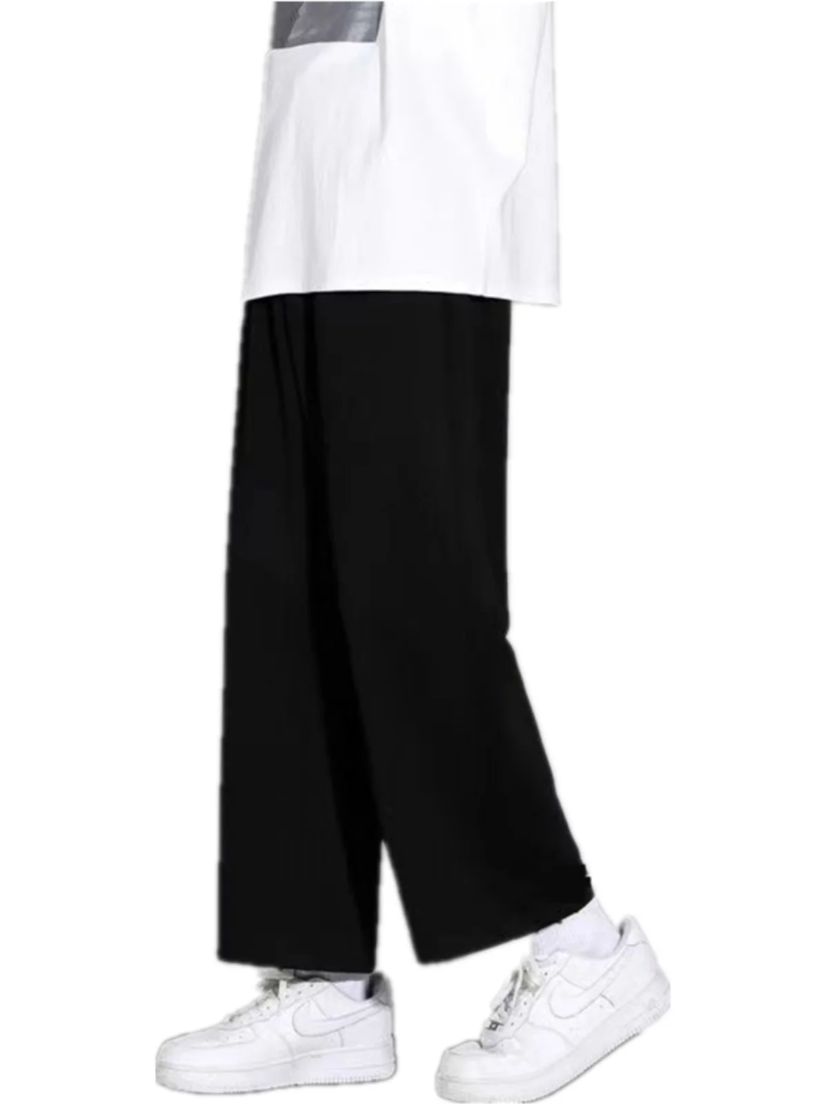 

ey Nine-Tenths Men's Sports Summer Casual Pants Thin Sweatpants Spring Autumn Loose Straight Leg Pants M Model