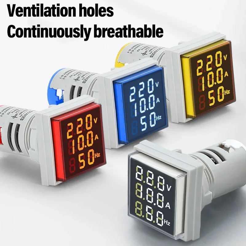 AC Square Voltage Current Hertz Digital Three-display Meter LED Voltmeter Ammeter HZ Signal Lights Indicator Tester Detector AMP