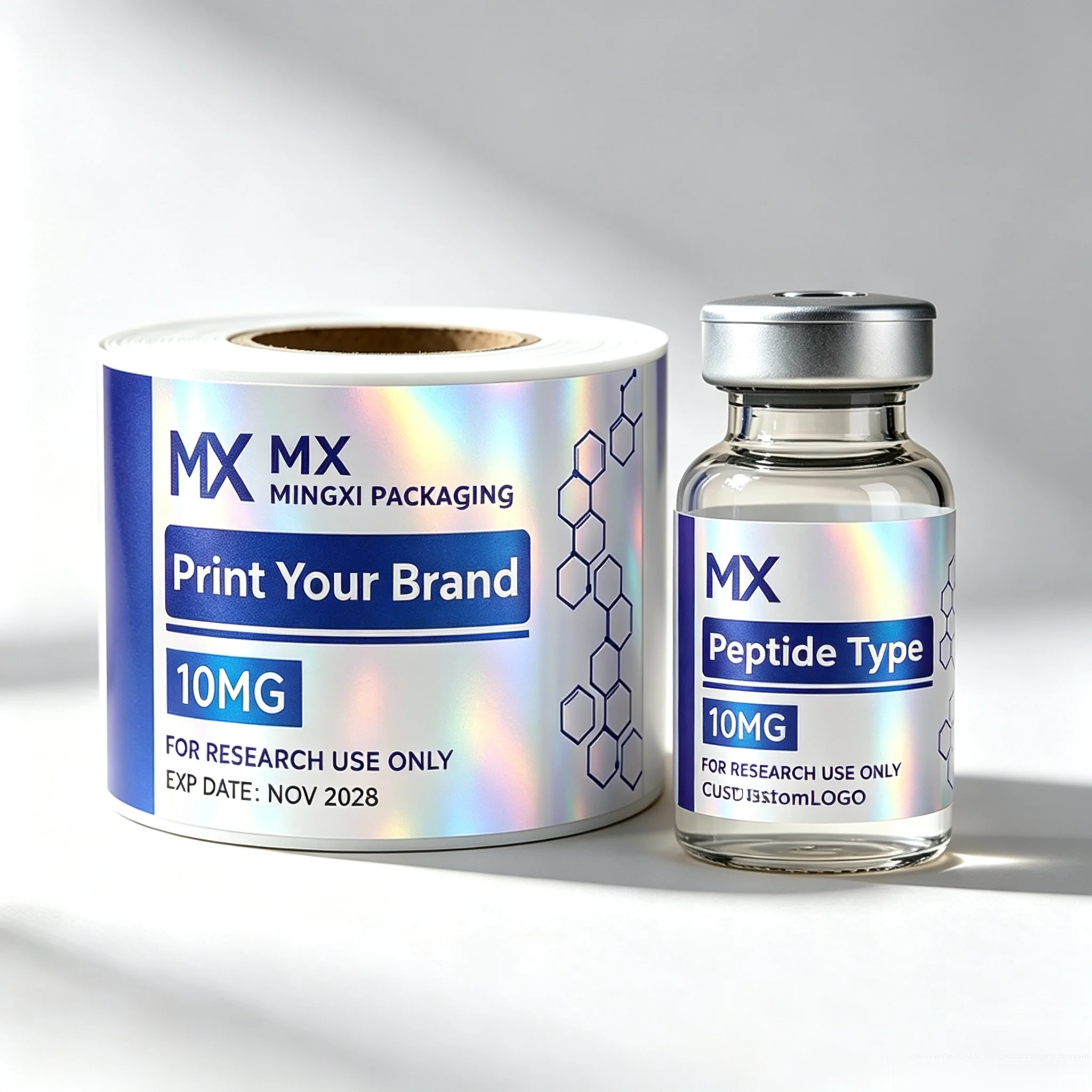 High Temperature Resistant Waterproof Peptide Vial Self Adhesive Labels,Precision Printed Stickers for Injectable Supplement Vi