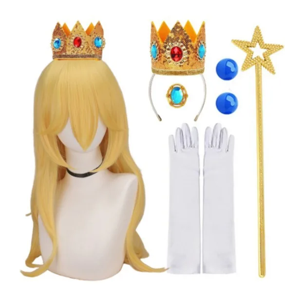 Lange, gerade, pfirsichblonde Perücke, synthetische Perücke im Prinzessinnen-Stil für Mädchen, modisches Cosplay-Perücken-Set für Halloween, Geburtstag, Themenparty