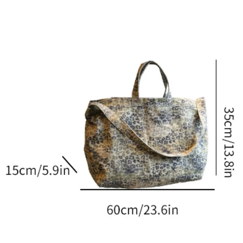 2025 New Printed Leopard Pattern Handbag Large Capacity Shopping Bag Casual Commuter Single Shoulder Canvas Tote Bag