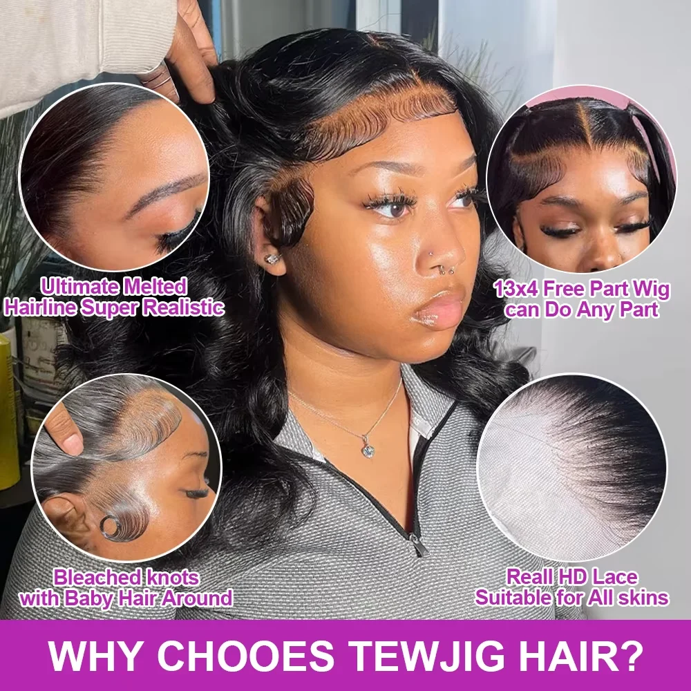 250% الكثافة قصيرة بوب 13x4 HD الدانتيل الجبهة خصلات الشعر المستعار الإنسان Prepluck بيرو فضفاض الجسم موجة غلويليس الدانتيل الباروكات الأمامية للنساء