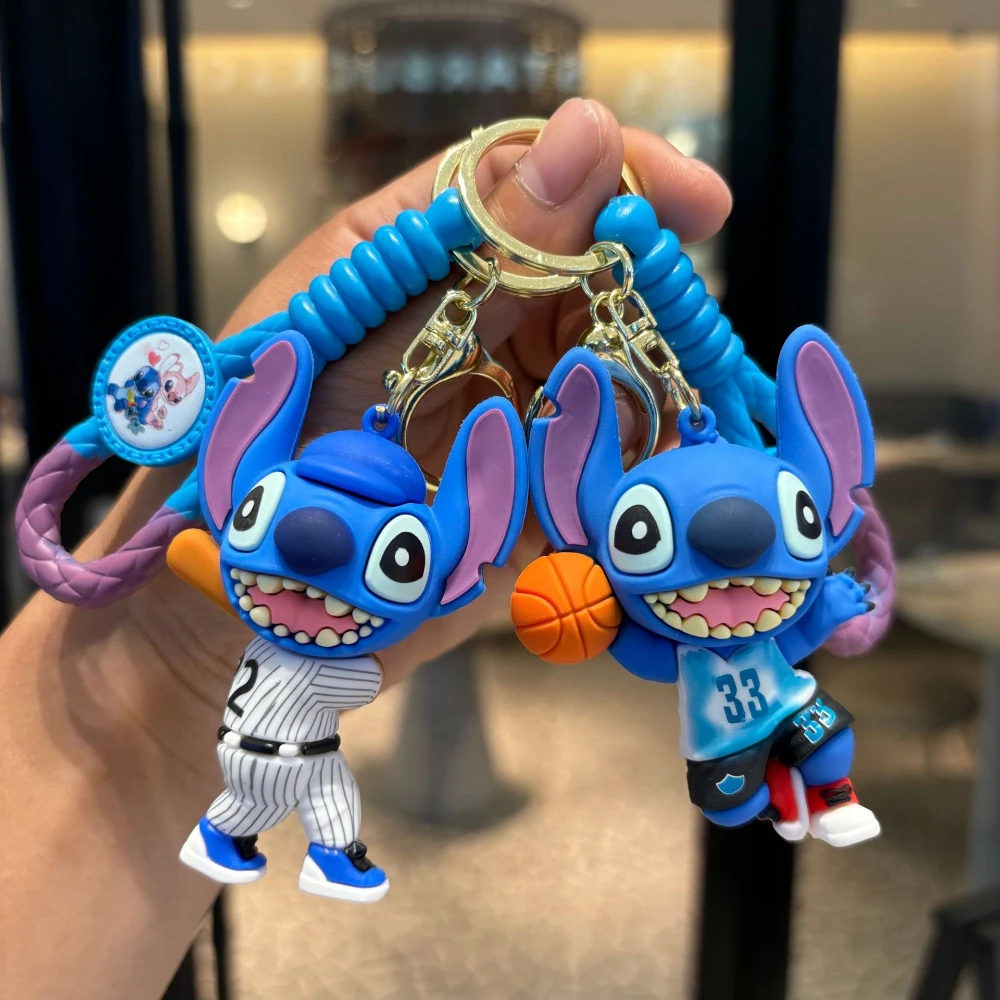 New Anime Disney Keychain Cartoon Mickey Mouse Minnie Lilo & Stitch Cute Doll Keyring Ornament Key Chain Pendant Kids Toys Gifts