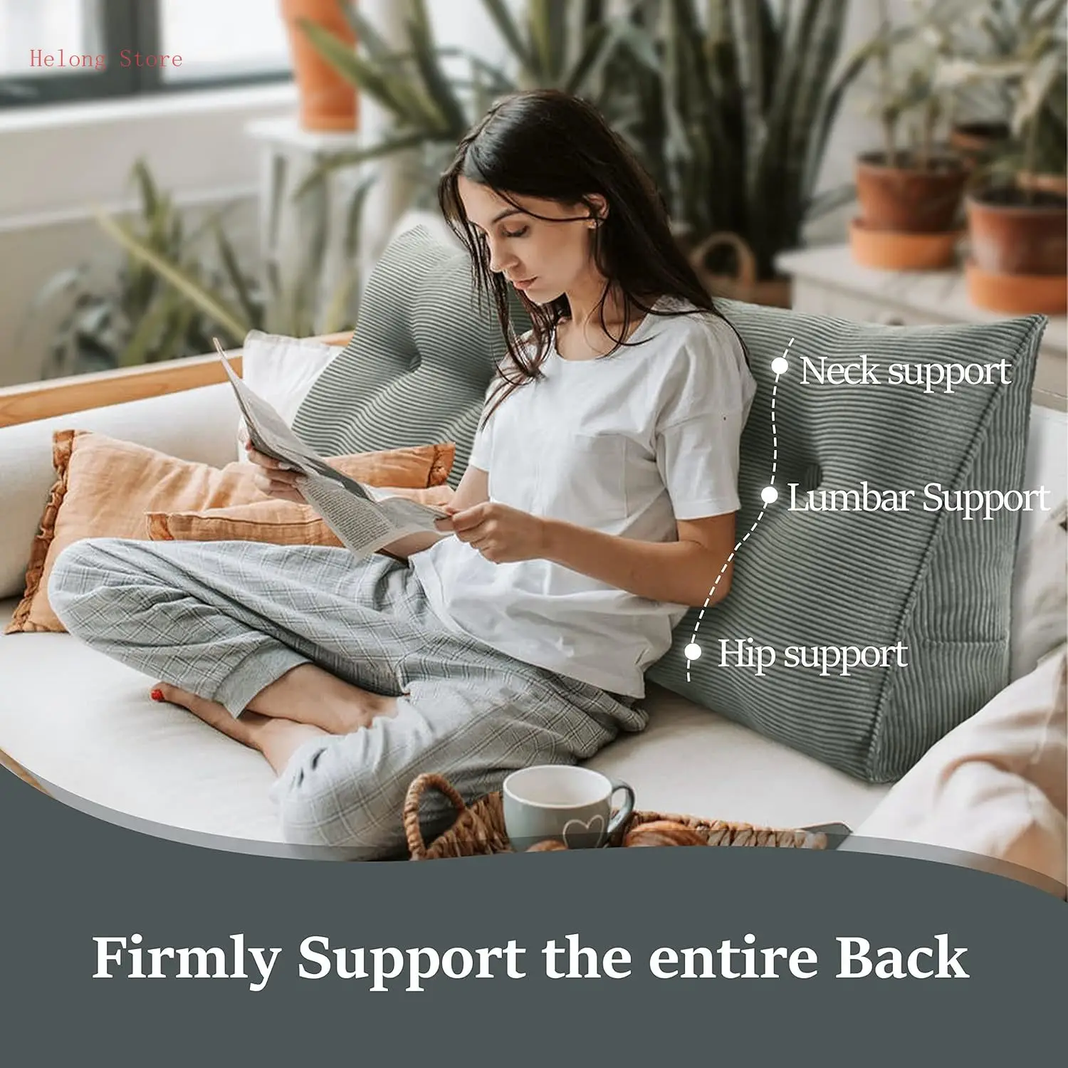 

Headboard Wedge Pillow Bolster Pillows Backrest Support Sitting Up Reading Pillow in Bed Rest, Large Lumbar Positioning