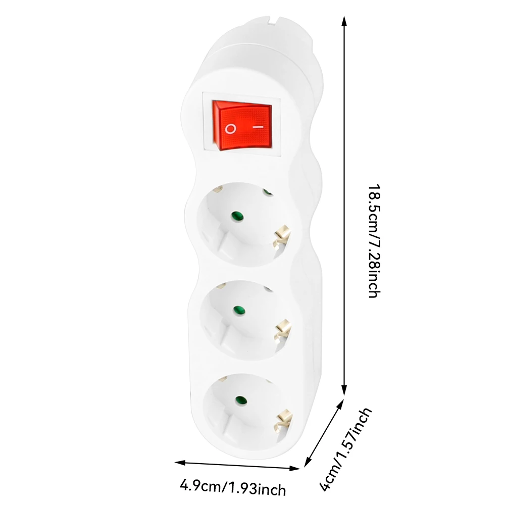 EU Extension Socket ON/OFF Switch 16A 250V Standard Plug Adapter Conversion Sockets Germany Plug 1 to 2/1 to 3 Way AC Outlets