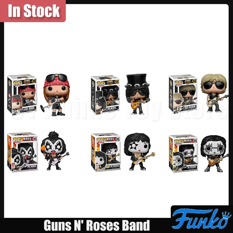 Funko Pop Guns N' Roses Band Anime Figure Duff Mckagan Slash Axl Rose Figurine Model Doll Collect Desk Decor Christmas Toys Gift