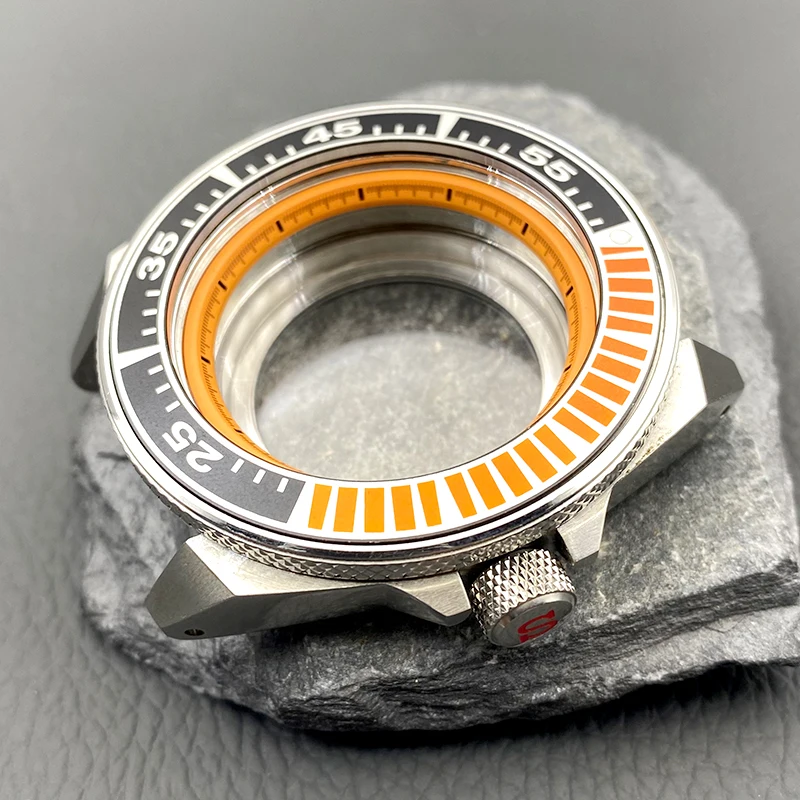

45mm Silver King Samurai Watch Case NH35 Case 28.5mm Dial Fits 7S26 4R35 NH35 NH36 Automatic Movement Crown at 3.0 Men Case