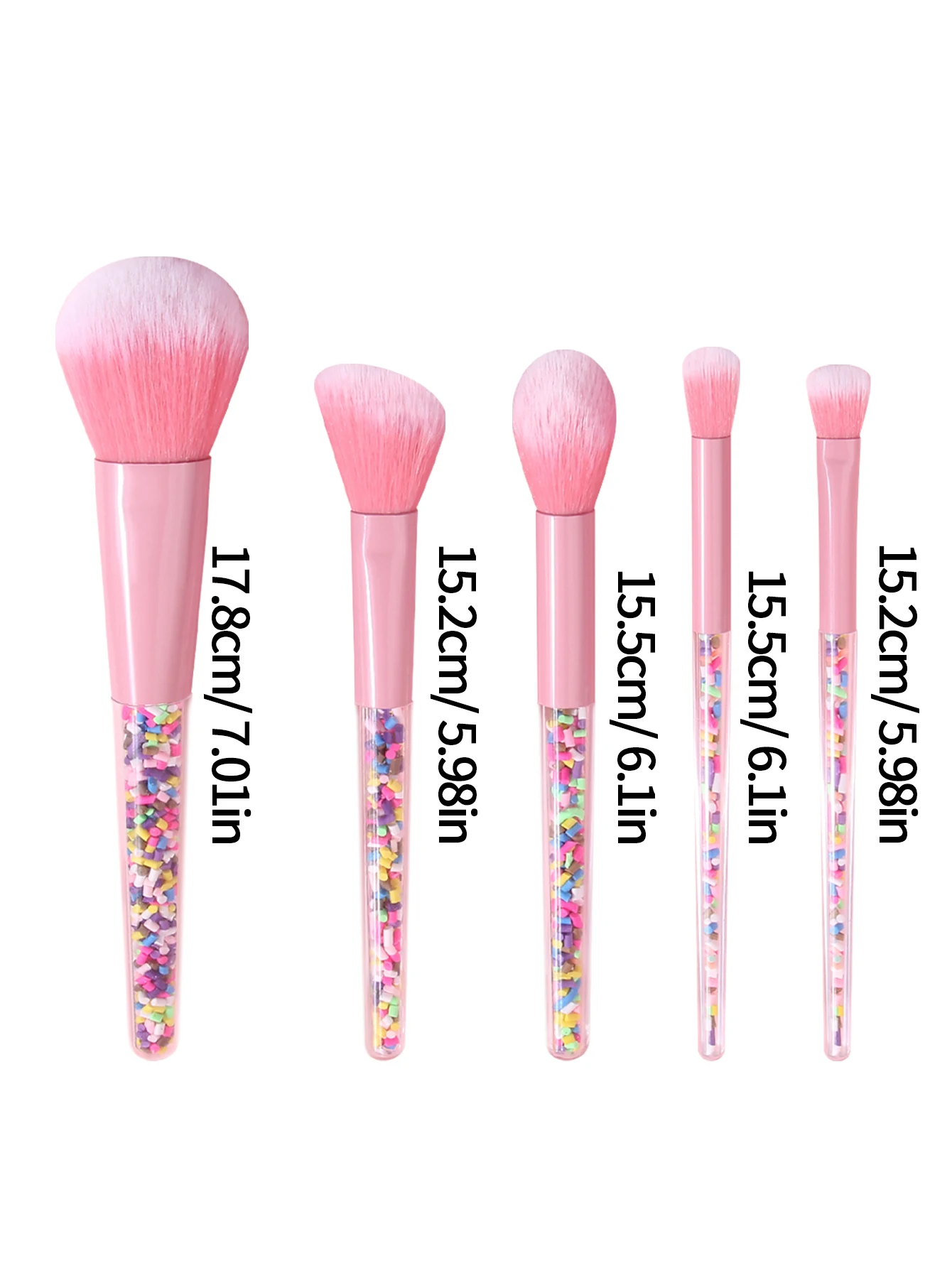5-teiliges Candy Sprinkle Make-up-Pinsel-Set, rosa, weiche synthetische Pinsel für Gesicht und Augen – Detail 2