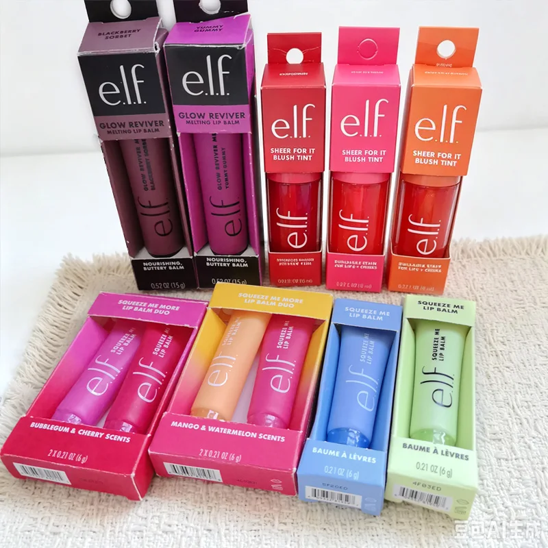 Elf 2Pcs Duo Set Mango-Watermelon Lip Balm Lasting Moisturizer Lip Gloss Makeup Cosmetics Lip Cheek Dual Purpose Liquid Blusher