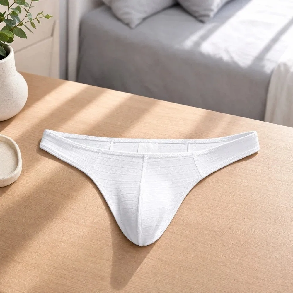 

Breathable Low Waist Men Ice Silk Thongs Underpants Solid Color Men's Panties Underwear Lingerie Male Briefs Male