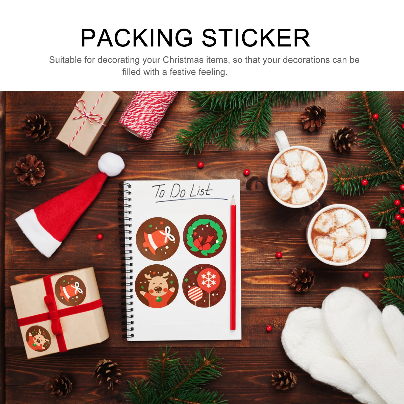 

100Pcs Christmas Stickers Self Adhesive 2Rolls 1inch 1 5inch Decor Xmas Labels Gift Tags Packing Stickers Holiday Supplies