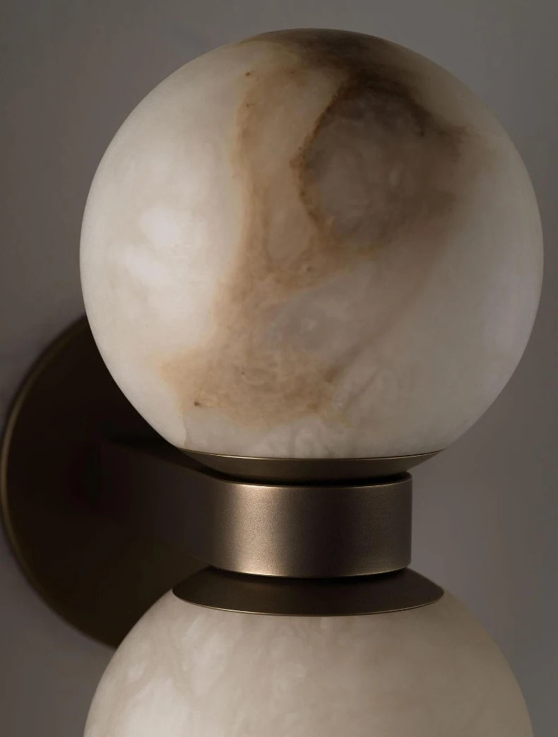 Art Natural Marble Ball Wall Lamp G9 Bulb Old Copper