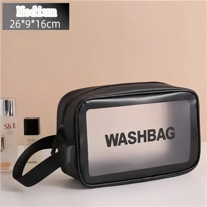 Portable Travel Wash Bag Female Transparent Waterproof Makeup Storage Pouch Large Capacity Cosmetic Organizer Pu Material