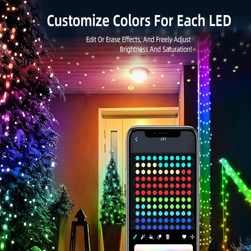 Imagem -06 - Luzes de Natal Rgb Led String Light Controlo Remoto para Aplicações Ritmo Musical Xmas Holiday Decor Rgb 1.8m 2.1m 256 280