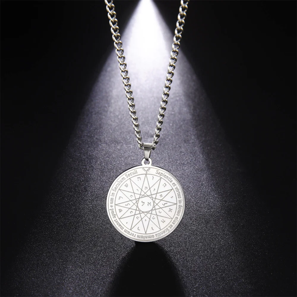 EUEAVAN Talisman of Protection Good Luck Talent Academic Seal of Solomon Necklce Fourth Pentacle Mercury Occult Amulet Jewelry